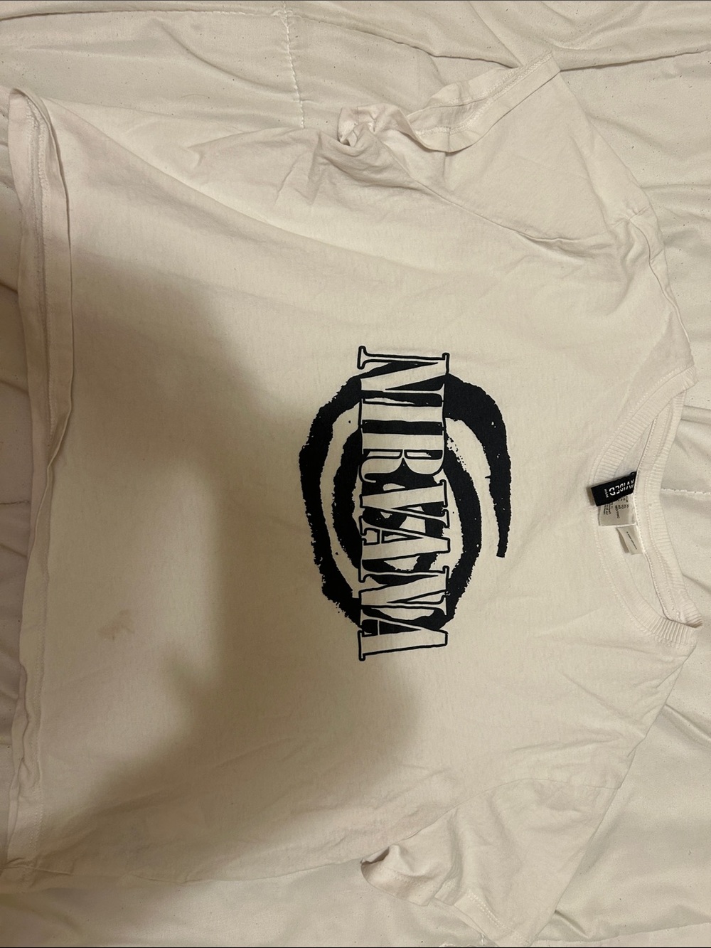 NIRVANA White Tee with Black Logo Print